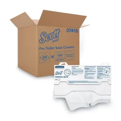 Scott 07140 15 in. x 18 in. Personal Sanitary Toilet Seat Covers - White (125/Pack, 24 Packs/Carton)