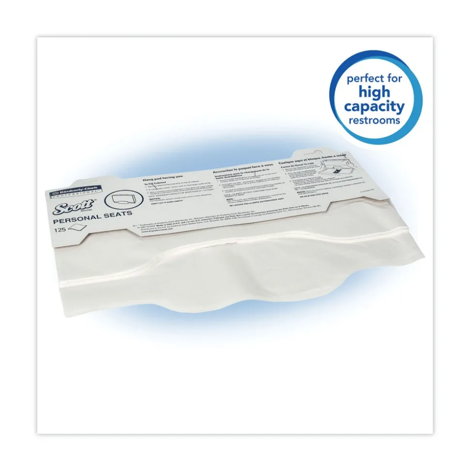 Scott 07140 15 in. x 18 in. Personal Sanitary Toilet Seat Covers - White (125/Pack, 24 Packs/Carton)