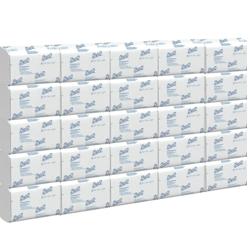 Scott 01960 7.8 in. x 12.4 in. 1-Ply Pro Scottfold Towels - White (25 Packs/Carton)