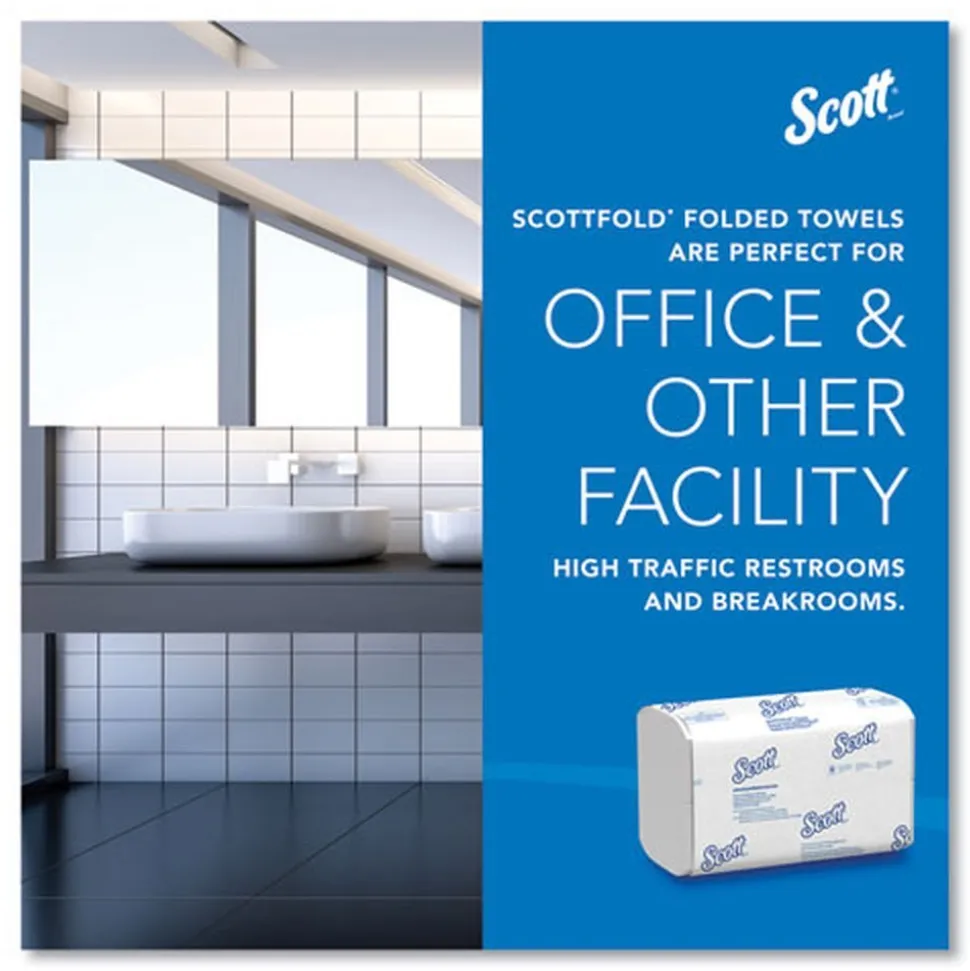 Scott 01960 7.8 in. x 12.4 in. 1-Ply Pro Scottfold Towels - White (25 Packs/Carton)