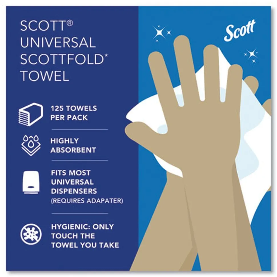 Scott 01960 7.8 in. x 12.4 in. 1-Ply Pro Scottfold Towels - White (25 Packs/Carton)