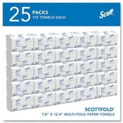 Scott 01960 7.8 in. x 12.4 in. 1-Ply Pro Scottfold Towels - White (25 Packs/Carton)