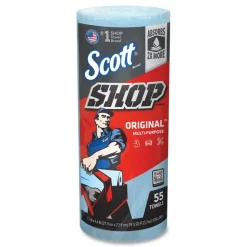 Scott 75130 9.4 in. x 11 in. Standard Shop Towels - Blue (55/Roll 30 Rolls/Carton)