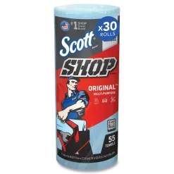 Scott 75130 9.4 in. x 11 in. Standard Shop Towels - Blue (55/Roll 30 Rolls/Carton)