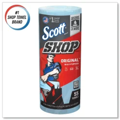 Scott 75130 9.4 in. x 11 in. Standard Shop Towels - Blue (55/Roll 30 Rolls/Carton)