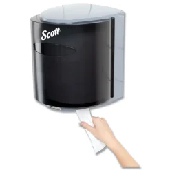 Scott 09989 10.3 in. x 9.3 in. x 11.9 in. Roll Control Center Pull Towel Dispenser - Smoke/Gray