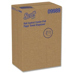 Scott 09989 10.3 in. x 9.3 in. x 11.9 in. Roll Control Center Pull Towel Dispenser - Smoke/Gray