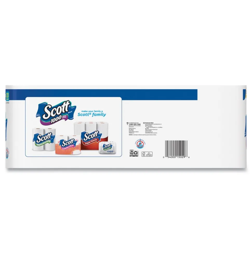 Scott 1000 1 Ply Septic Safe Bathroom Tissue - White (20/Pack)