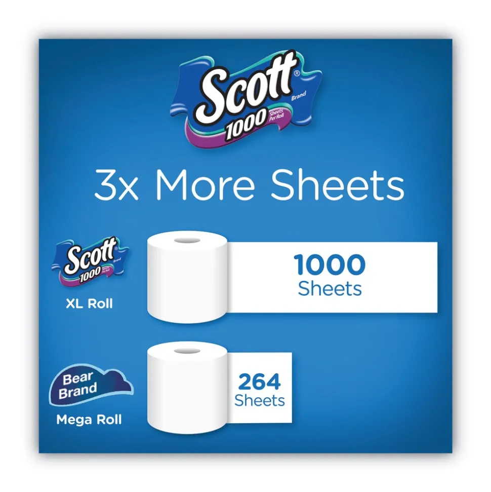 Scott 1000 1 Ply Septic Safe Bathroom Tissue - White (20/Pack)