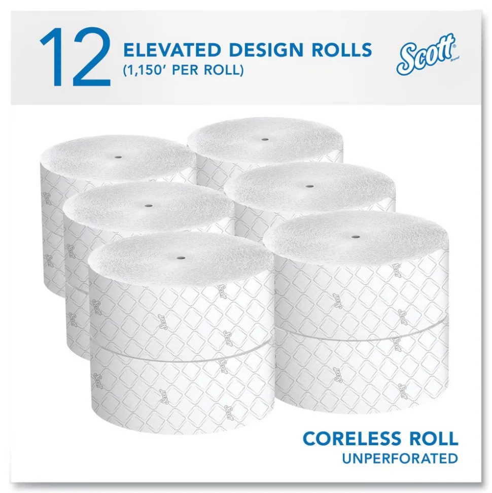 Scott 07006 Essential Coreless JRT Septic Safe 1150 ft. 2 Ply Tissues - White (12/Carton)