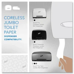 Scott 07006 Essential Coreless JRT Septic Safe 1150 ft. 2 Ply Tissues - White (12/Carton)