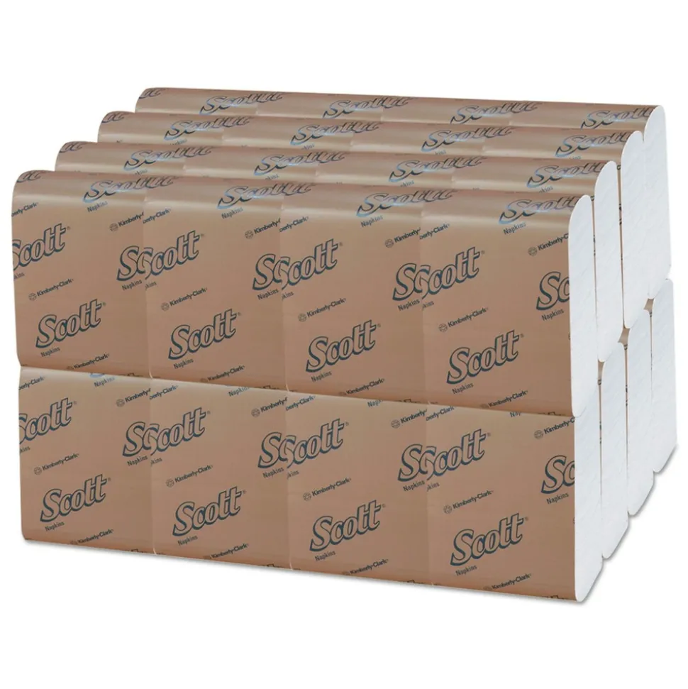 Scott 12 in. x 7 in. 1-Ply Low-Fold Dispenser Napkins - White (8000/Carton)