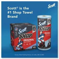 Scott 9 in. x 12 in. 1-Ply Shop Towels Original - Unscented/Blue (200/Box)