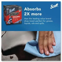Scott 9 in. x 12 in. 1-Ply Shop Towels Original - Unscented/Blue (200/Box)