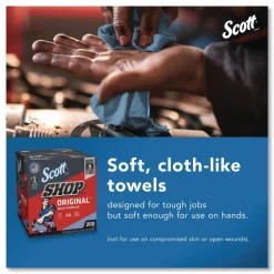 Scott 9 in. x 12 in. 1-Ply Shop Towels Original - Unscented/Blue (200/Box)