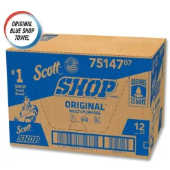 Scott 9.4 in. x 11 in. Standard Shop Towels - Blue (55/Roll 12 Rolls/Carton)