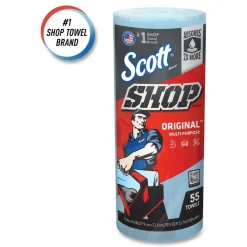 Scott 9.4 in. x 11 in. Standard Shop Towels - Blue (55/Roll 12 Rolls/Carton)
