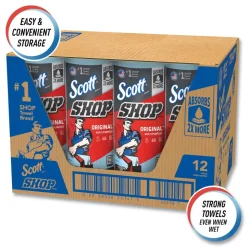 Scott 9.4 in. x 11 in. Standard Shop Towels - Blue (55/Roll 12 Rolls/Carton)