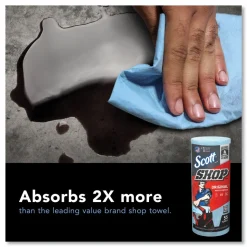 Scott 9.4 in. x 11 in. Standard Shop Towels - Blue (55/Roll 12 Rolls/Carton)