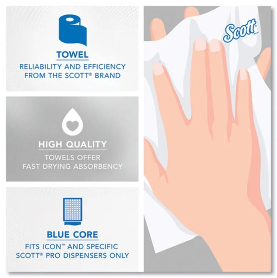 Scott 43959 1-Ply 7.5 in. x 900 ft. Pro Hard Roll Paper Towels with Absorbency Pockets for Scott Pro Dispenser - Blue Core Only (6/Carton)