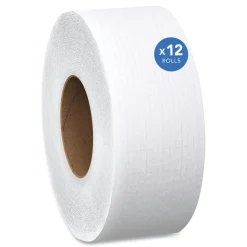 Scott 67805 2-Ply 3.55 in. x 1000 ft. Septic Safe Essential 100% Recycled Fiber JRT Bathroom Tissue for Business - White (12/Carton)