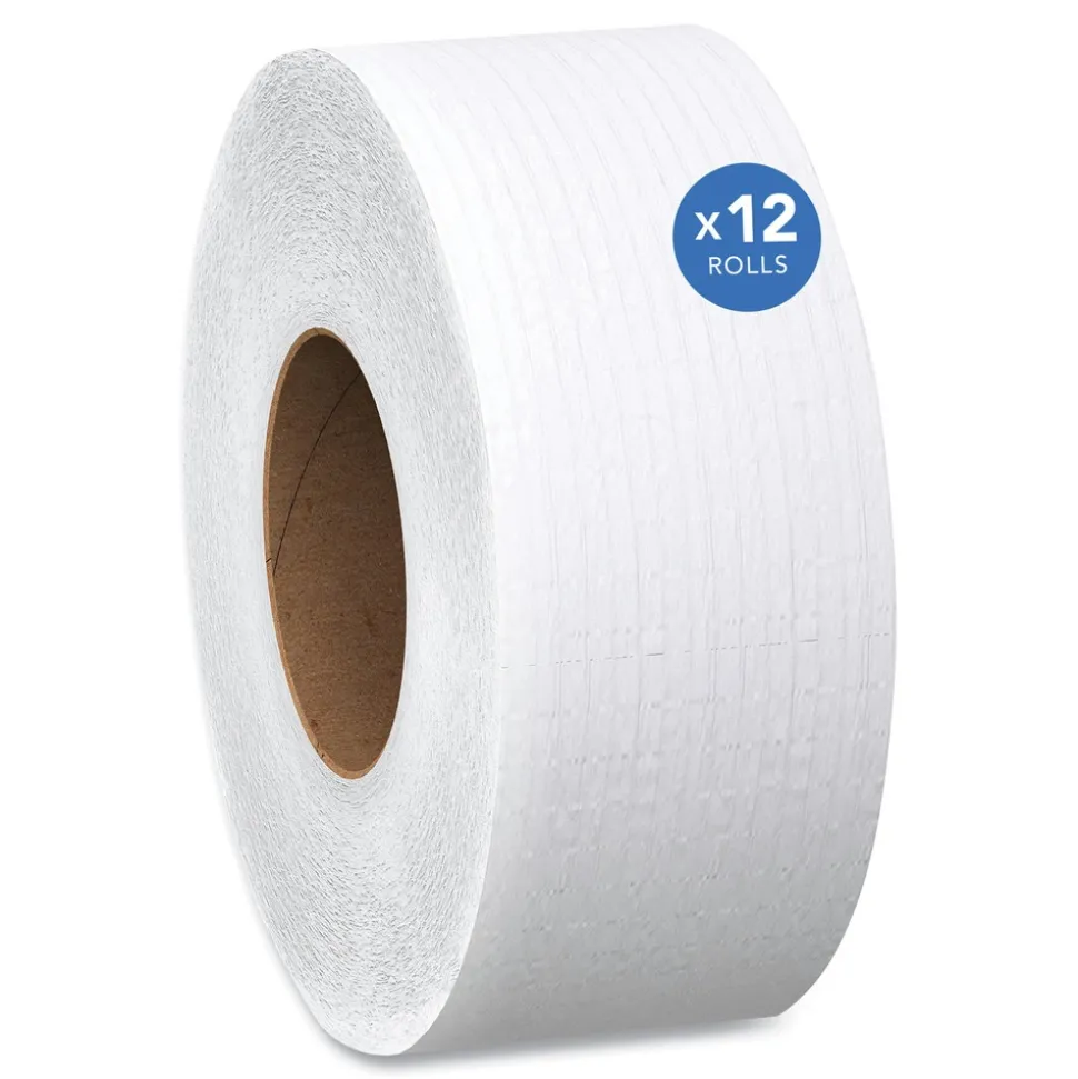 Scott 67805 2-Ply 3.55 in. x 1000 ft. Septic Safe Essential 100% Recycled Fiber JRT Bathroom Tissue for Business - White (12/Carton)
