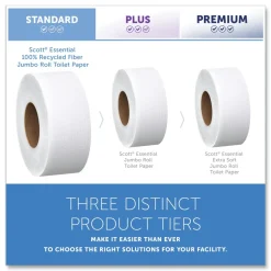 Scott 67805 2-Ply 3.55 in. x 1000 ft. Septic Safe Essential 100% Recycled Fiber JRT Bathroom Tissue for Business - White (12/Carton)