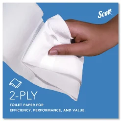 Scott 67805 2-Ply 3.55 in. x 1000 ft. Septic Safe Essential 100% Recycled Fiber JRT Bathroom Tissue for Business - White (12/Carton)
