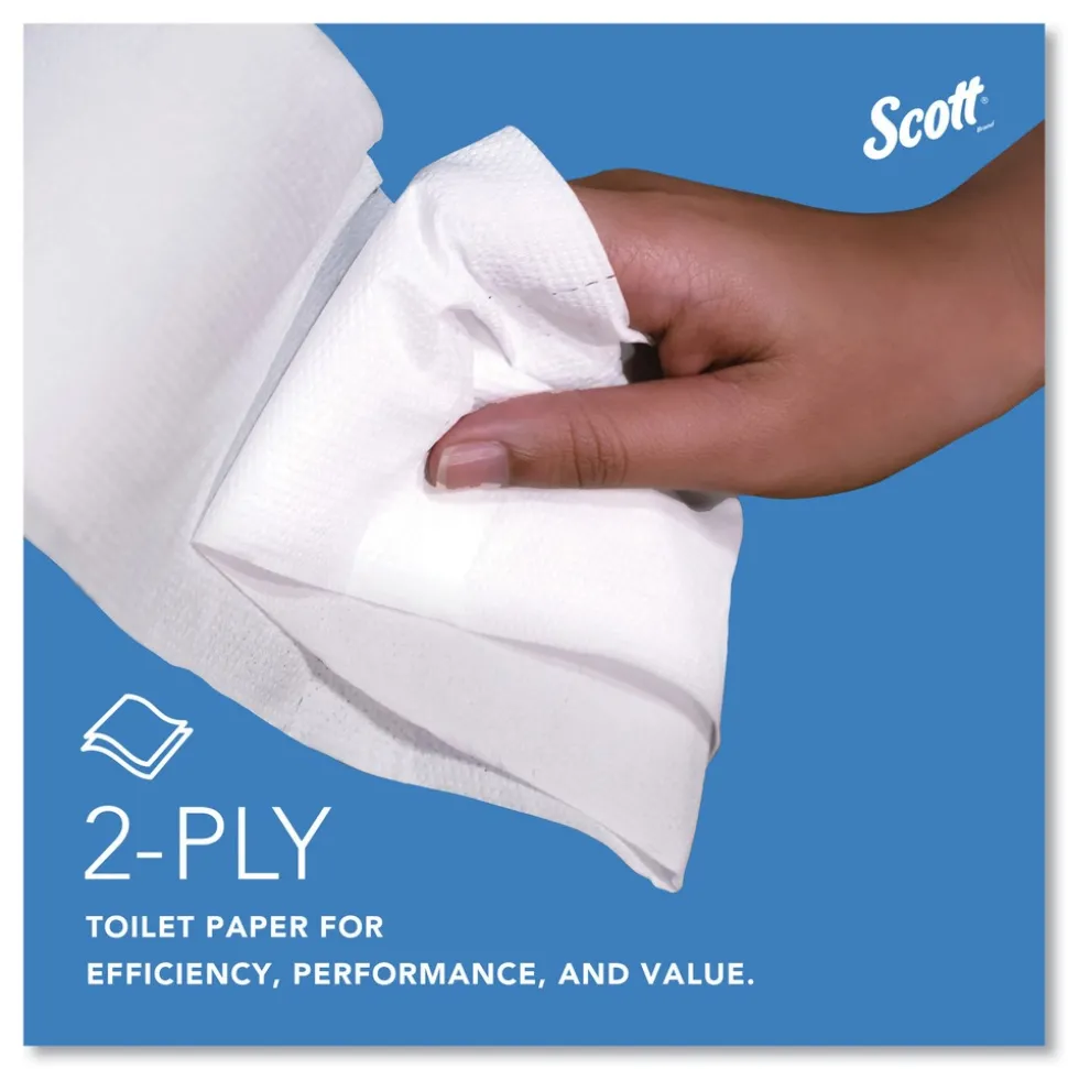Scott 67805 2-Ply 3.55 in. x 1000 ft. Septic Safe Essential 100% Recycled Fiber JRT Bathroom Tissue for Business - White (12/Carton)