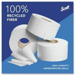 Scott 67805 2-Ply 3.55 in. x 1000 ft. Septic Safe Essential 100% Recycled Fiber JRT Bathroom Tissue for Business - White (12/Carton)