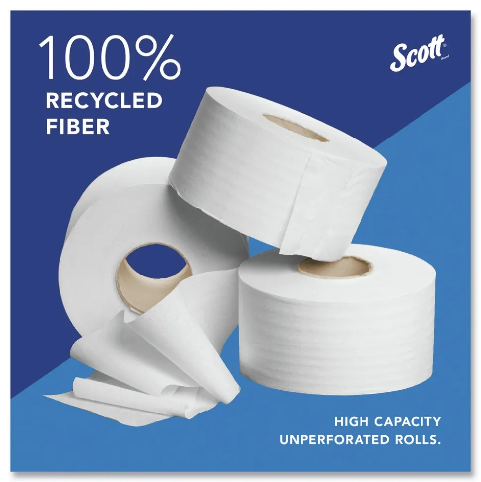 Scott 67805 2-Ply 3.55 in. x 1000 ft. Septic Safe Essential 100% Recycled Fiber JRT Bathroom Tissue for Business - White (12/Carton)