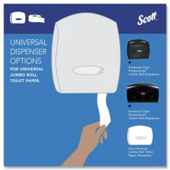 Scott 67805 2-Ply 3.55 in. x 1000 ft. Septic Safe Essential 100% Recycled Fiber JRT Bathroom Tissue for Business - White (12/Carton)