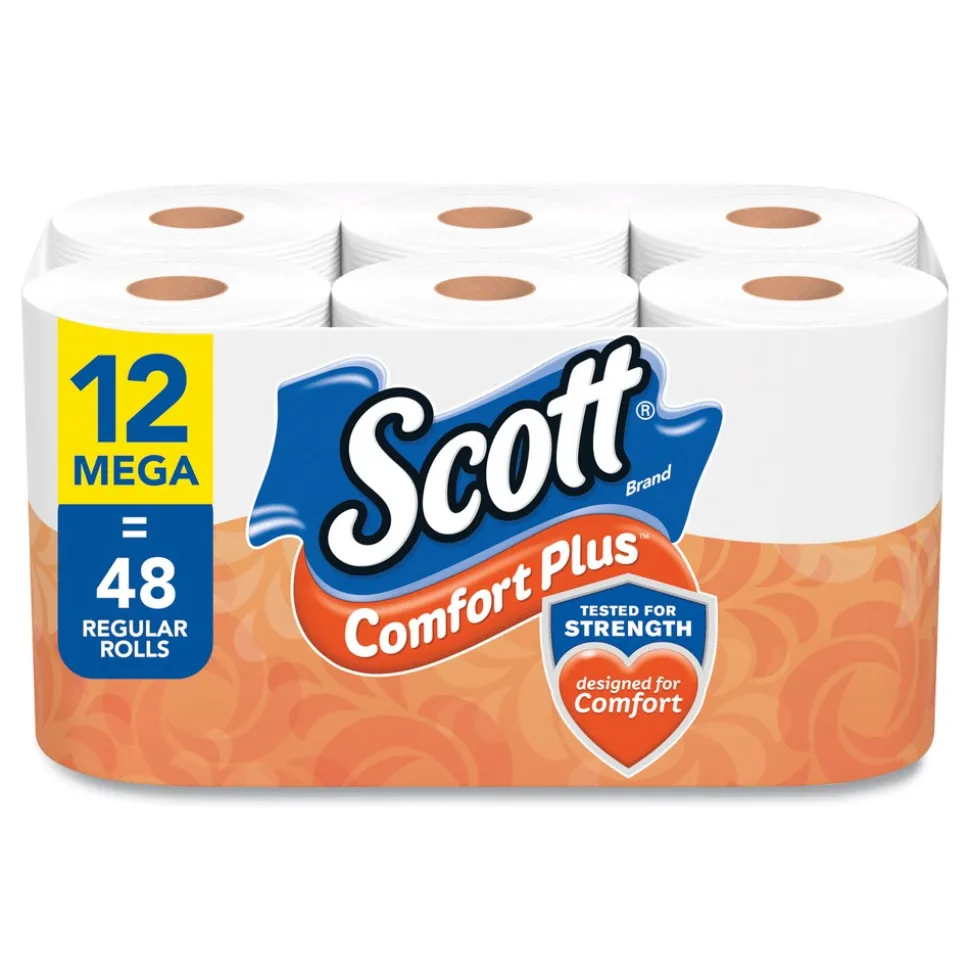 Scott ComfortPlus 1-Ply Septic Safe Mega Roll Toilet Paper - White (24/Carton)