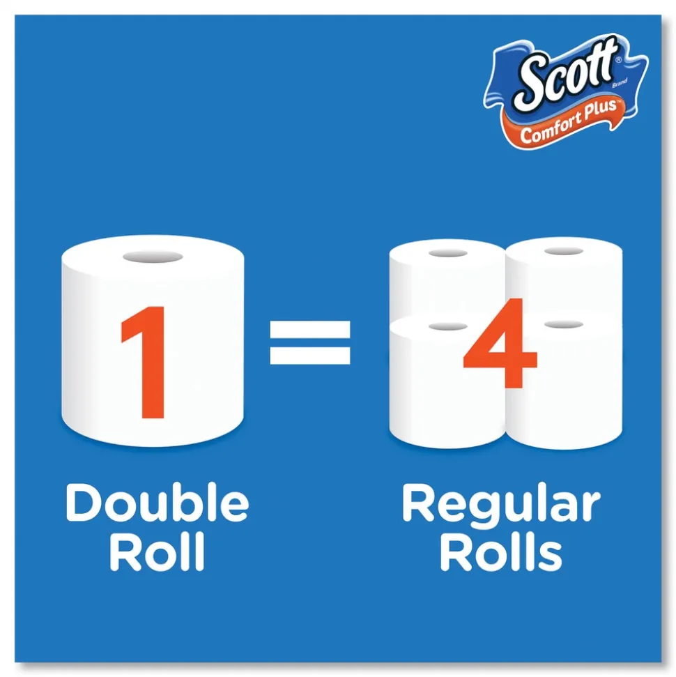 Scott ComfortPlus 1-Ply Septic Safe Mega Roll Toilet Paper - White (24/Carton)