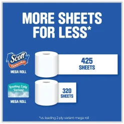 Scott ComfortPlus 1-Ply Septic Safe Mega Roll Toilet Paper - White (24/Carton)