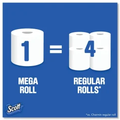 Scott ComfortPlus 1-Ply Septic Safe Mega Roll Toilet Paper - White (24/Carton)