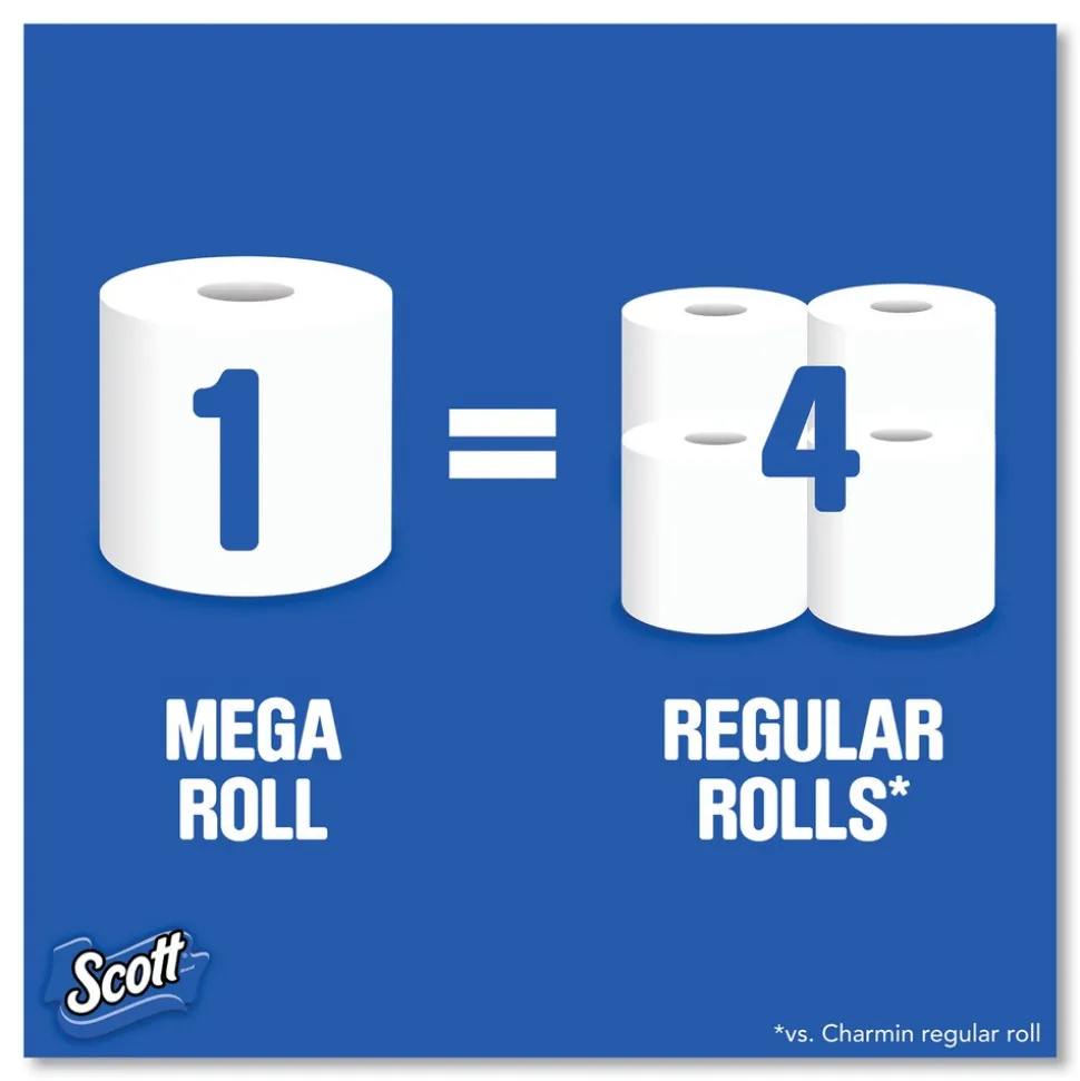 Scott ComfortPlus 1-Ply Septic Safe Mega Roll Toilet Paper - White (24/Carton)