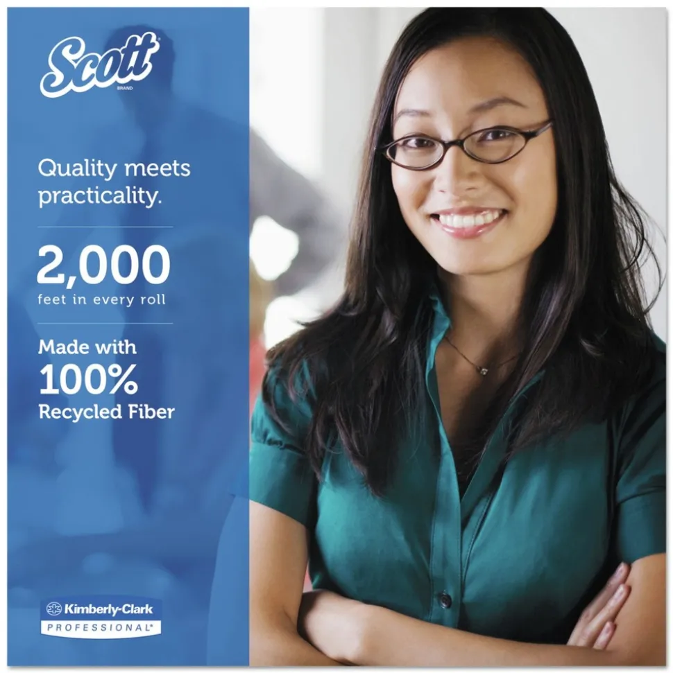 Scott Essential 3.55 in. x 2000 ft. 2-Ply Septic Safe JRT Extra Long Bathroom Tissue - White (6 Rolls/Carton)