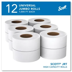 Scott Essential 3.55 in. x 1000 ft. 2-Ply Septic Safe JRT Jumbo Roll Bathroom Tissue - White (12 Rolls/Carton)