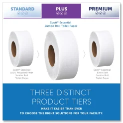 Scott Essential 3.55 in. x 1000 ft. 2-Ply Septic Safe JRT Jumbo Roll Bathroom Tissue - White (12 Rolls/Carton)