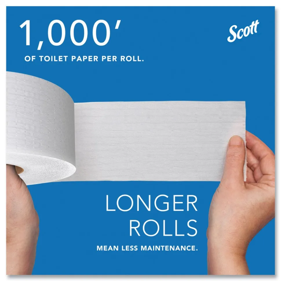 Scott Essential 3.55 in. x 1000 ft. 2-Ply Septic Safe JRT Jumbo Roll Bathroom Tissue - White (12 Rolls/Carton)