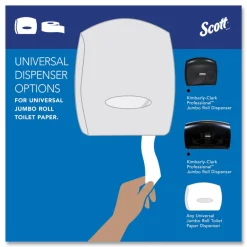 Scott Essential 3.55 in. x 1000 ft. 2-Ply Septic Safe JRT Jumbo Roll Bathroom Tissue - White (12 Rolls/Carton)