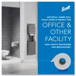 Scott Essential 3.55 in. x 1000 ft. 2-Ply Septic Safe JRT Jumbo Roll Bathroom Tissue - White (12 Rolls/Carton)