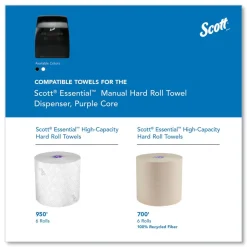 Scott Essential 13.06 in. x 11 in. x 16.94 in. Manual Hard Roll Towel Dispenser - Black (1/Carton)