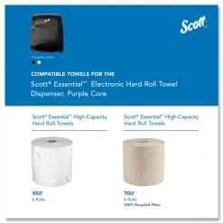 Scott Essential 12.7 in. x 9.57 in. x 15.76 in. Electronic Hard Roll Towel Dispenser - Black (1/Carton)