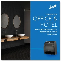 Scott Essential 12.7 in. x 9.57 in. x 15.76 in. Electronic Hard Roll Towel Dispenser - Black (1/Carton)