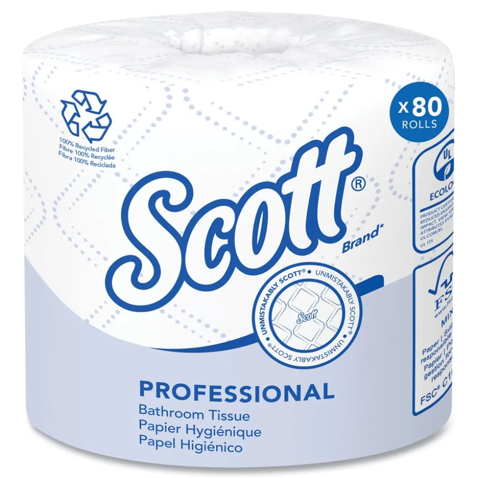 Scott Essential 100% Recycled Fiber SRB Septic Safe 2 Ply Bathroom Tissue - White (80/Carton)