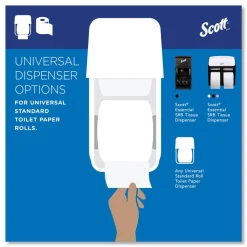 Scott Essential 100% Recycled Fiber SRB Septic Safe 2 Ply Bathroom Tissue - White (80/Carton)