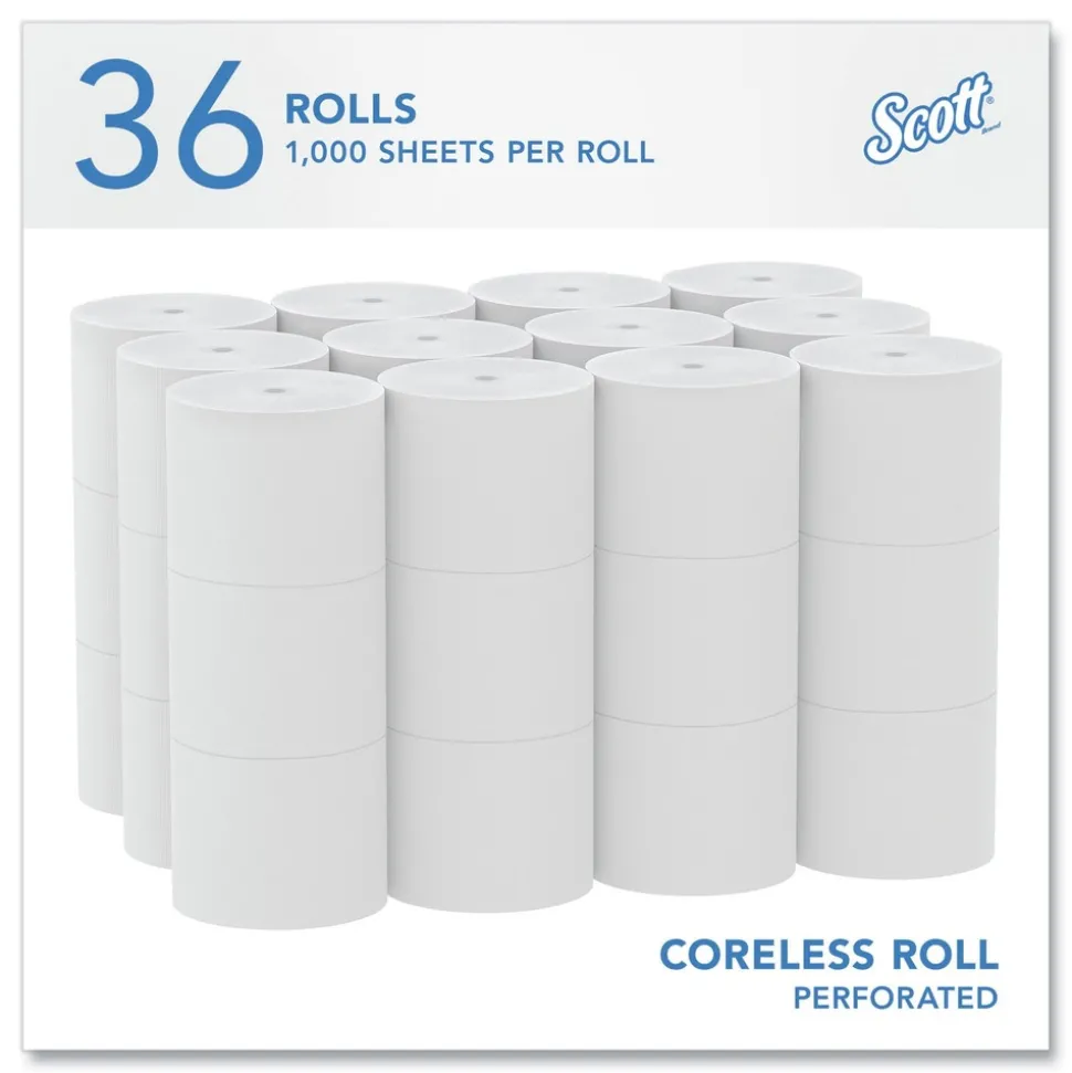 Scott Essential Coreless SRB Septic Safe 2-Ply Bathroom Tissue - White (36/Carton)