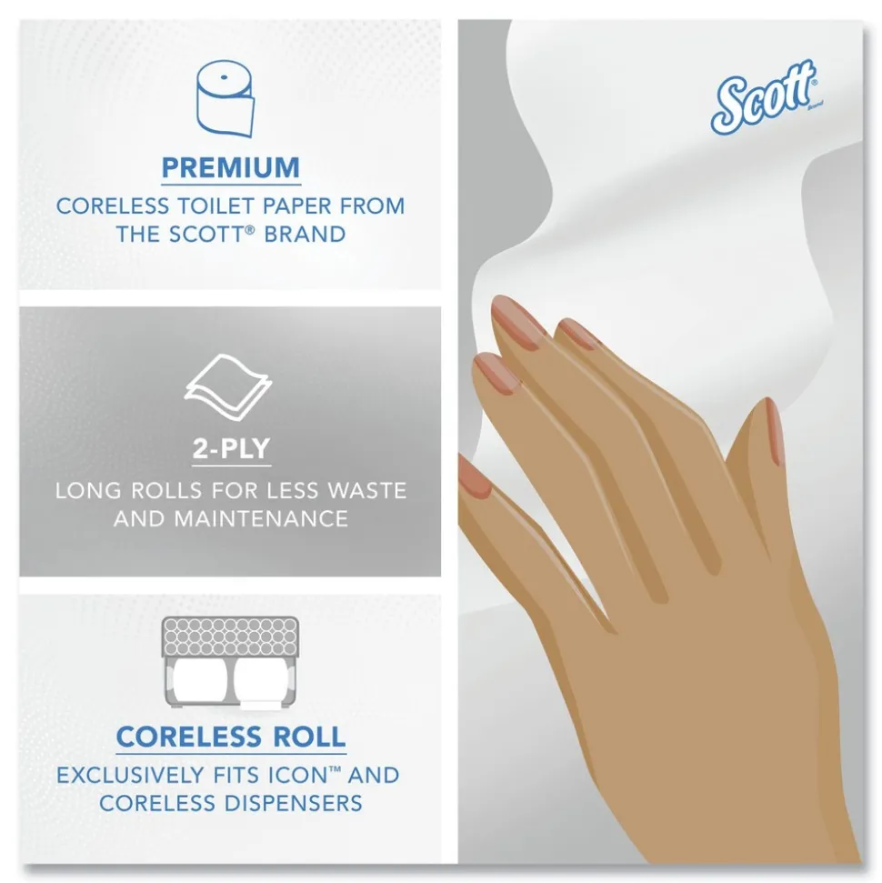 Scott Essential Coreless SRB Septic Safe 2-Ply Bathroom Tissue - White (36/Carton)